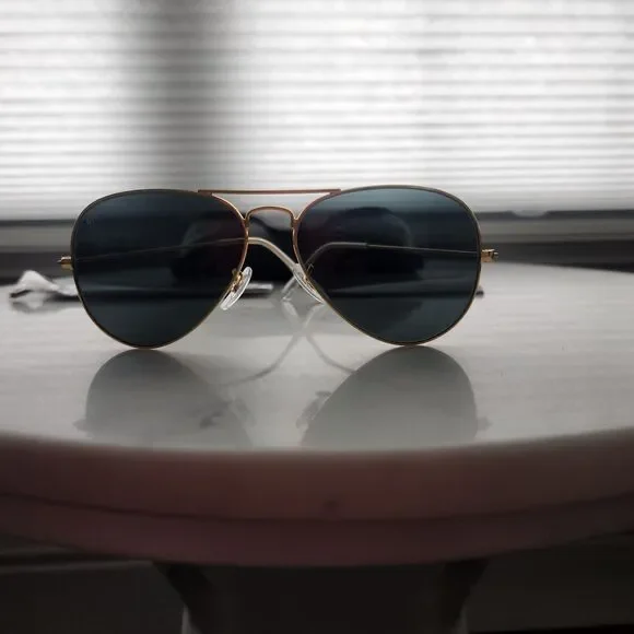 Rayban RB3025 aviator large metal L0205 58-14 135 3n Arista Gold/Green lens - Picture 10 of 13